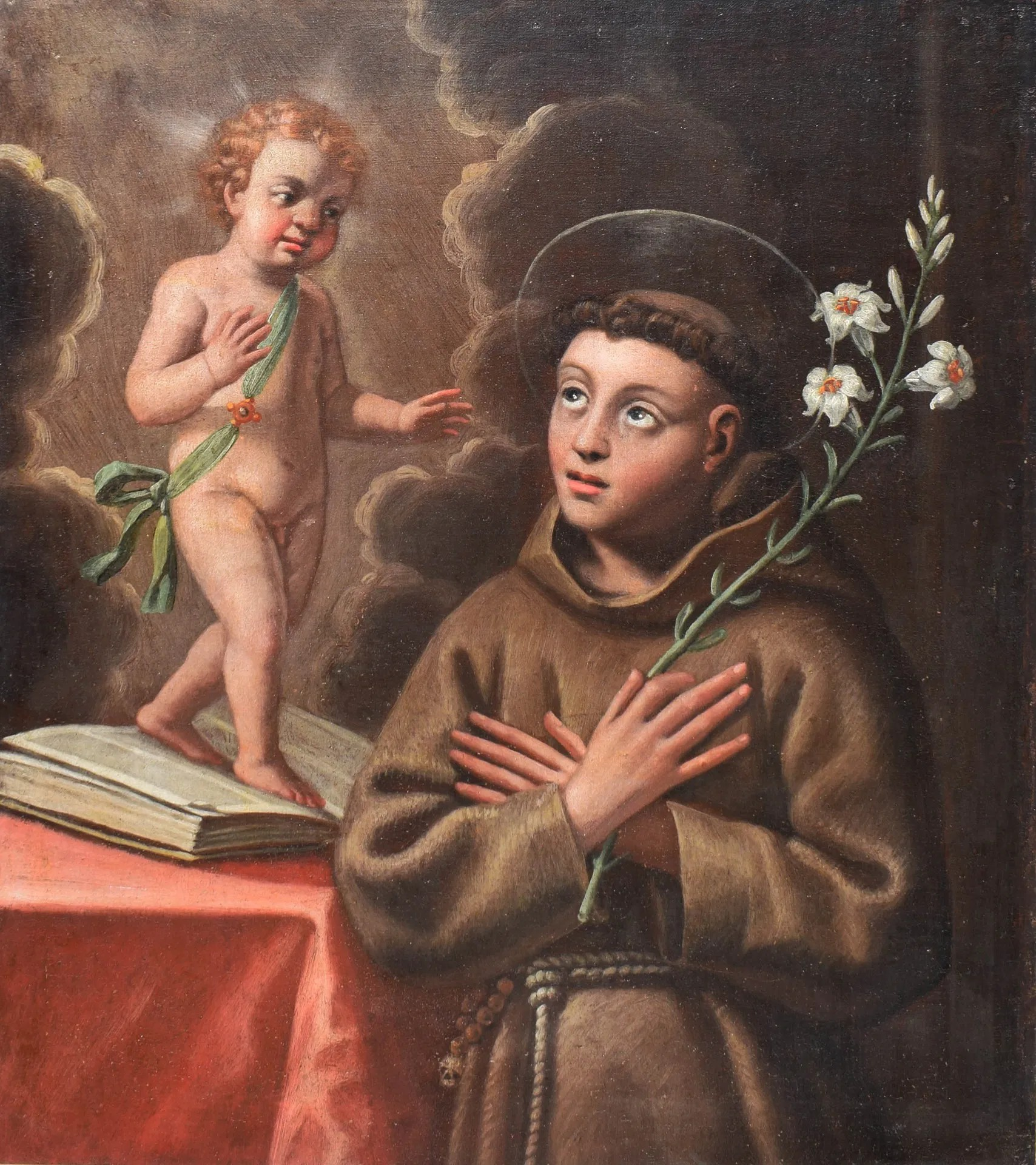 S4121 Święty Antoni z Padwy, Olej na płótnie, XVII w. - obrazek 2