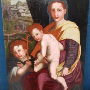 S4442 Madonna z Dzieciątkiem i Janem Chrzcicielem, Olej na drewnie, XVI w.