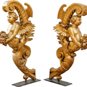 S4584 2 x Kariatyda z cherubinem, XIX w.